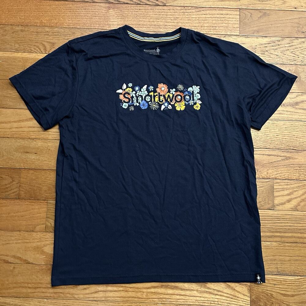 Smartwool Flower Meadow Logo Merino Wool Performance Tee Shirt Large